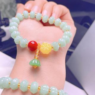 新中式仿和田玉石手链女仿玛瑙蜜蜡南瓜手串景区热卖串珠手饰品